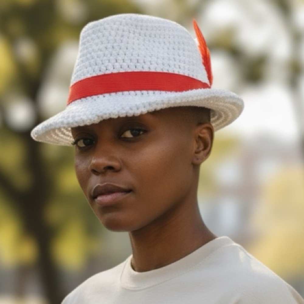 Stylish White Fedora with Red Band